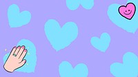 Heart pattern HD wallpaper, blue border with cute doodle vector