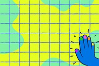 Colorful grid background, funky hand border doodle vector