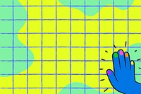 Colorful grid background, funky hand border doodle