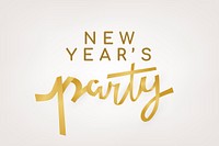 New Year's Party background, gold holiday greeting typography vector