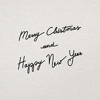 Merry Christmas typography sticker, hand drawn ink lettering vector