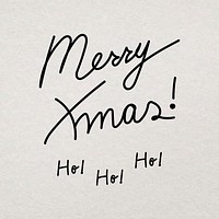 Merry Xmas typography sticker, hand drawn ink lettering vector