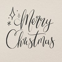 Merry Christmas typography sticker, hand drawn ink lettering vector