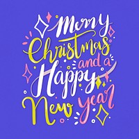 Cute Christmas greeting typography sticker psd, festive design