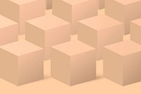 Cream cube pattern background, 3D geometric shape