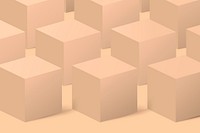 Cream cube pattern background, 3D geometric shape vector