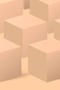 Cream cube pattern background, 3D geometric shape psd
