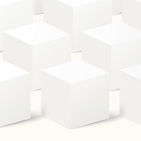 Minimal cube pattern background, white 3D geometric shape vector