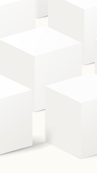 3D cube pattern mobile wallpaper, white geometric shape