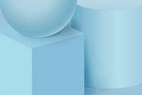 3D geometric background, pastel blue shape