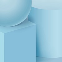 3D geometric background, pastel blue shape