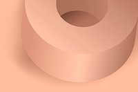 Copper aesthetic background, geometric circular shape in 3D