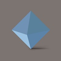 3D rendered octahedron element, geometric shape in blue