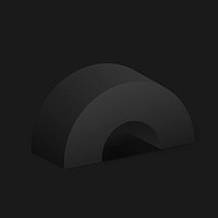 Black semi-circle shape, 3D rendering geometric element psd
