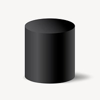 Geometric cylinder shape, 3D rendering in black