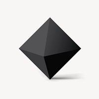 3D rendered octahedron element, geometric shape in black