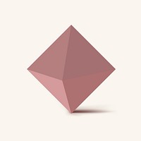 3D rendered octahedron element, geometric shape in pink