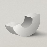 Gray semicircle shape, 3D rendering geometric element psd