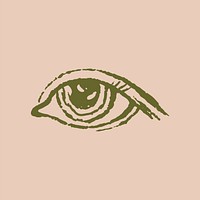 Woman’s eyes sticker, vintage icon illustration in green vector