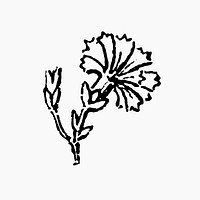 Vintage flower sticker, botanical icon illustration in black psd