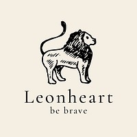 Antique lion logo clipart, animal illustration, vintage graphic for business