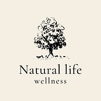 Tree business logo clipart, wellness symbol in black