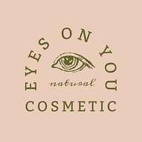 Cosmetics business logo clipart, beauty business badge with vintage eye illustration