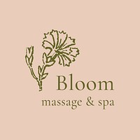 Flower logo template, vintage spa and wellness business branding psd