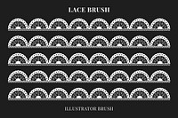 Aesthetic lace pattern brush, white vintage fabric border vector, compatible with AI