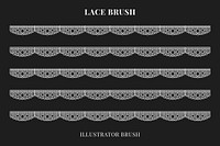 Aesthetic lace pattern brush, white vintage fabric border vector, compatible with AI