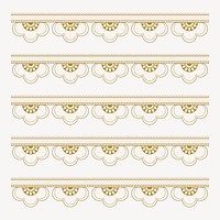 Floral lace pattern brush, gold vintage fabric border vector, compatible with AI