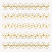 Floral lace pattern brush, gold vintage fabric border vector, compatible with AI