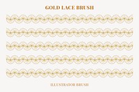 Feminine lace pattern brush, gold classic floral border vector, compatible with AI