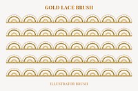 Vintage lace pattern brush, gold feminine crochet border vector, compatible with AI