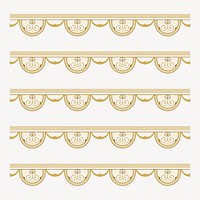 Gold lace pattern brush, elegant fabric border vector, compatible with AI