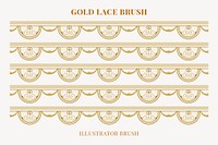 Vintage lace pattern brush, gold feminine crochet border vector, compatible with AI