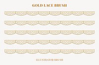 Vintage lace pattern brush, gold feminine crochet border vector, compatible with AI