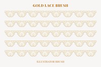 Lace heart pattern brush, gold feminine border vector, compatible with AI