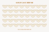 Feminine lace pattern brush, gold classic flower border vector, compatible with AI