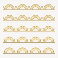 Feminine lace pattern brush, gold classic border vector, compatible with AI