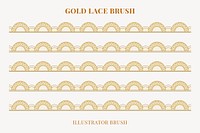 Feminine lace pattern brush, gold classic border vector, compatible with AI