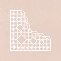 White lace corner border, elegant crochet clipart vector