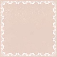 Lace crochet frame background, beige feminine design vector