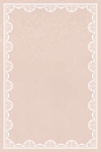 Vintage lace frame background, pink crochet design vector