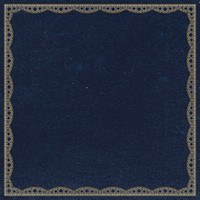 Lace frame background, dark blue vintage fabric design vector