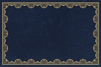 Lace frame background, dark blue vintage fabric design psd