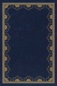 Elegant lace frame background, navy blue floral crochet vector