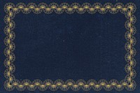 Blue frame background, classic floral lace design psd