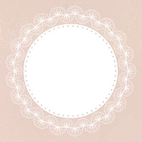 Floral lace frame, circle shape on pink background vector