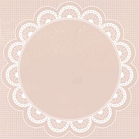 Floral lace frame, circle shape on pink background vector